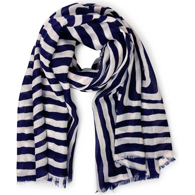 The Marina - Blue & White Striped Ultrasoft Lightweight Scarf