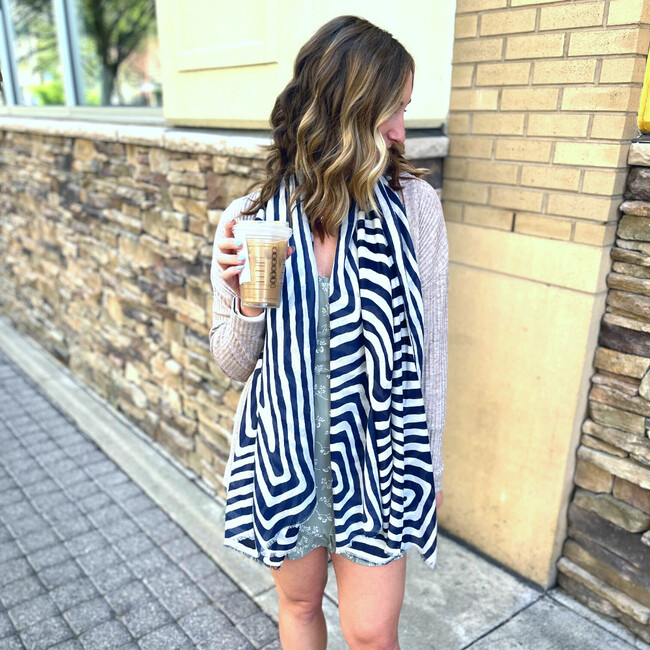 The Marina - Blue & White Striped Ultrasoft Lightweight Scarf