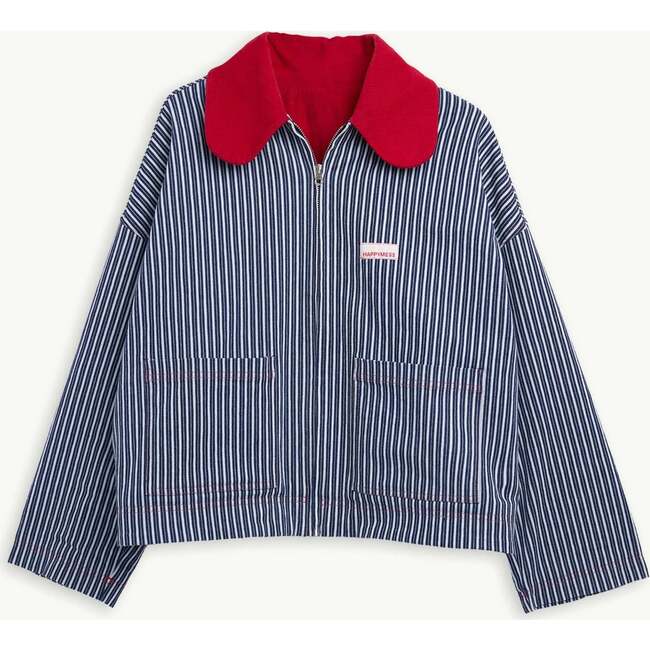 Women's Denim Jacket, Wave Stripes