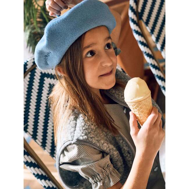 Children's Woolen Beret, Blue Stars - Hats - 3