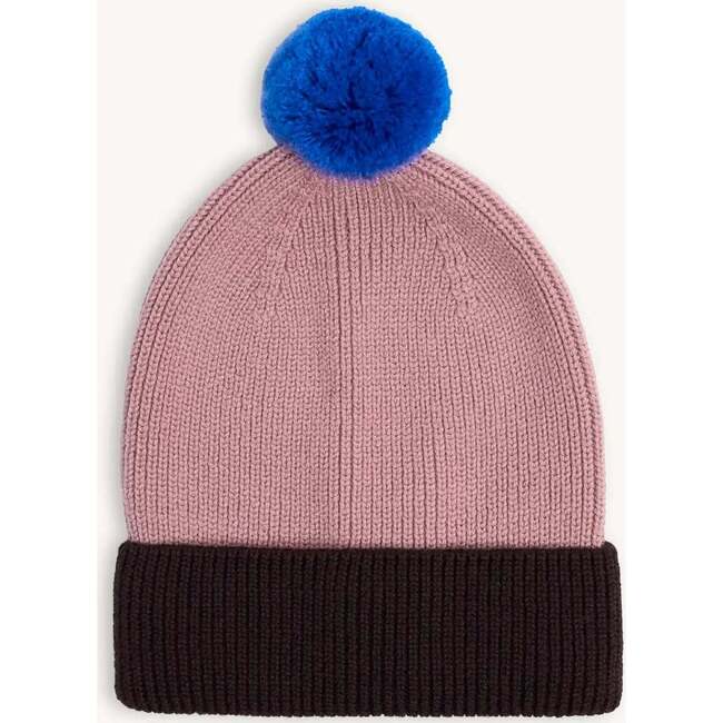 Children's Merino Wool Beanie, Mauve & Brown