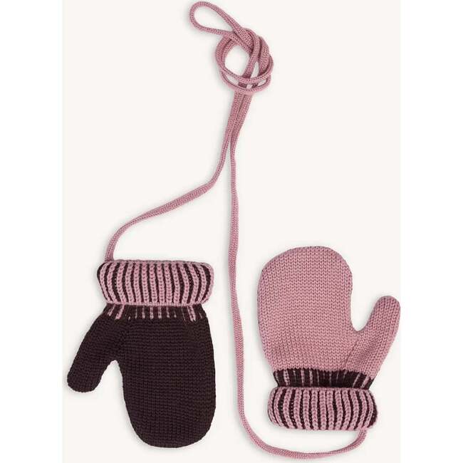Children's Merino Wool Mittens, Mauve & Brown