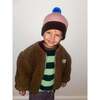Children's Merino Wool Beanie, Mauve & Brown - Hats - 2 - thumbnail