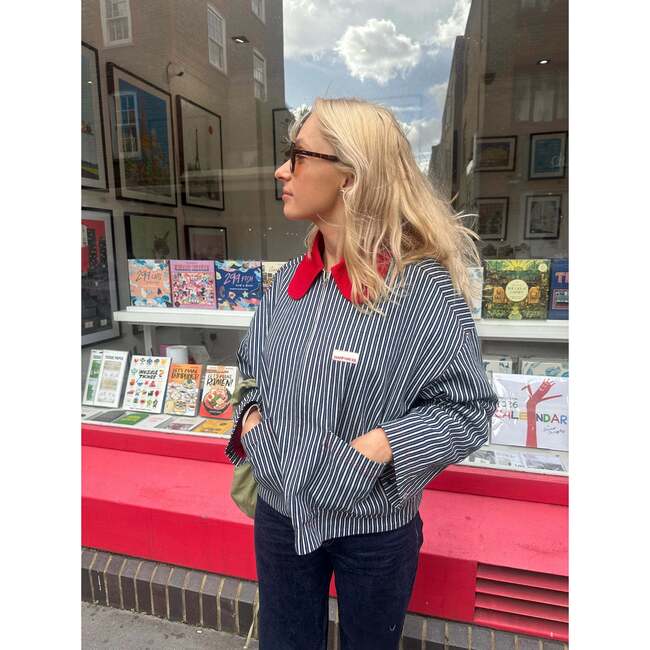 Women's Denim Jacket, Wave Stripes - Jackets - 3