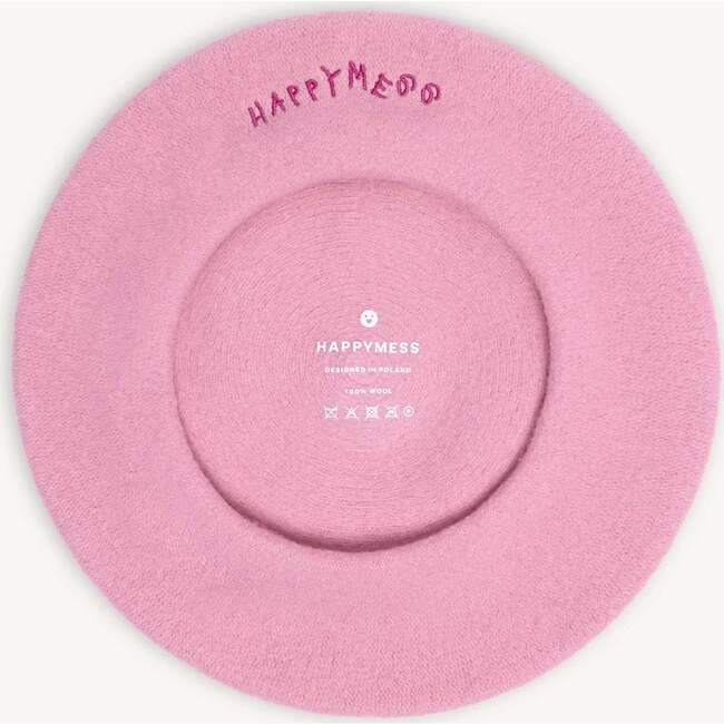 Adult Woolen Beret, Pink Hearts