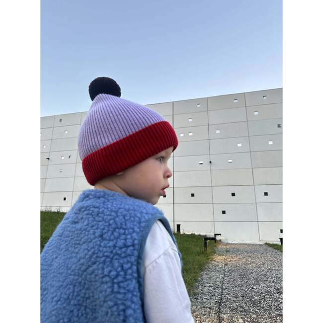 Children's Merino Wool Beanie, Berry & Red - Hats - 3