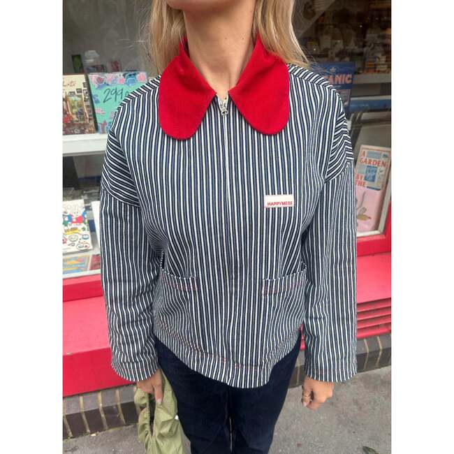 Women's Denim Jacket, Wave Stripes - Jackets - 4