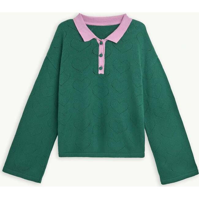 Adult Cotton Sweater, Emerald Hearts