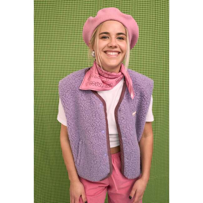 Adult Woolen Beret, Pink Hearts - Hats - 4