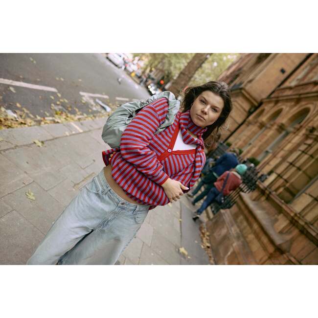 Adult Wool Blend Cardigan With Scarf, Berry Bloom - Sweaters - 4