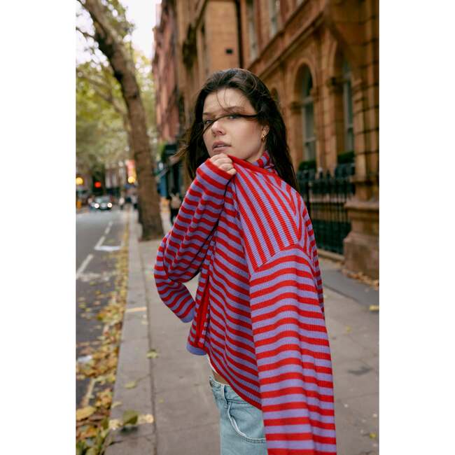 Adult Wool Blend Cardigan With Scarf, Berry Bloom - Sweaters - 5