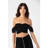 Hollie Crop Top, Black - Blouses - 1 - thumbnail
