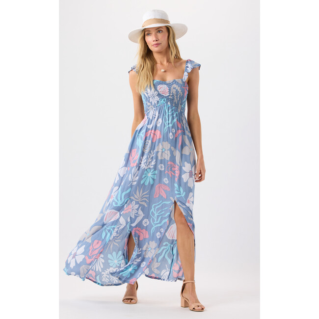 Hollie Maxi Dress, Shellscapes Dusty Blue