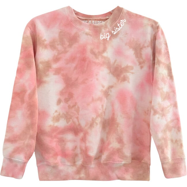 Personalized Toddler & Kids Tie-Dye Sweatshirt, Dustdye Rose Pink/Beige