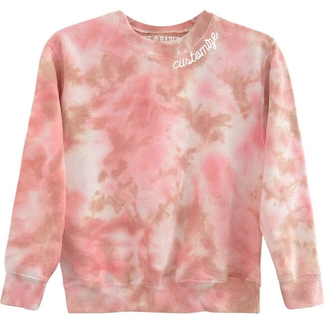 Personalized Toddler & Kids Tie-Dye Sweatshirt, Dustdye Rose Pink/Beige