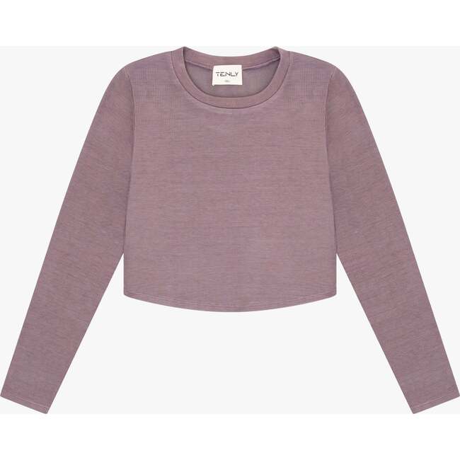 Tenly Rayon Rib Curved Hem L/S Top, Purple