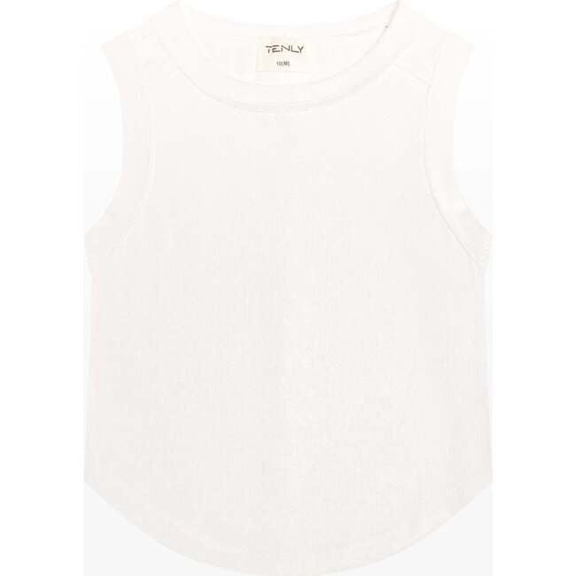 Tenly Rayon Rib Exposed Seam Tank Top, White
