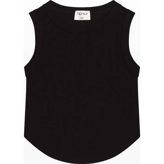 Tenly Rayon Rib Exposed Seam Tank Top, Black
