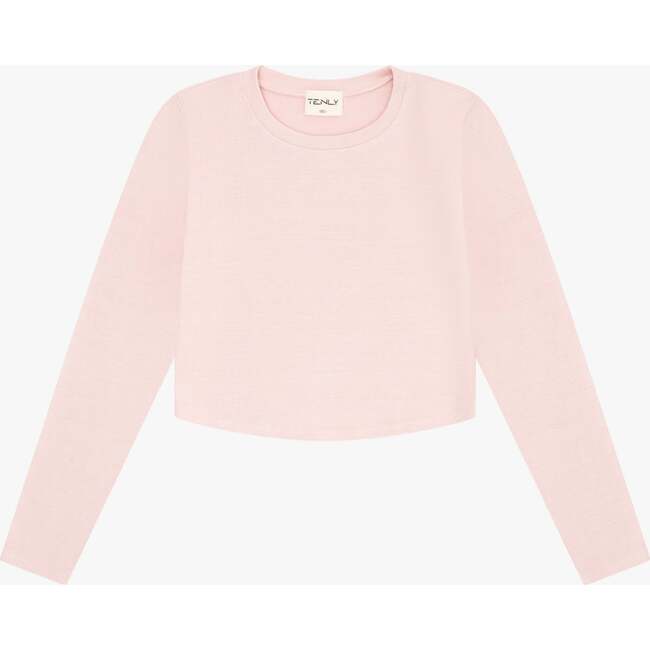 Tenly Rayon Rib Curved Hem L/S Top, Pink