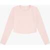 Tenly Rayon Rib Curved Hem L/S Top, Pink - T-Shirts - 1 - thumbnail