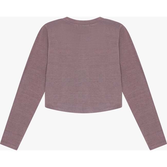 Tenly Rayon Rib Curved Hem L/S Top, Purple