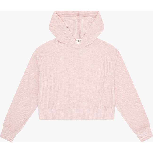 Tenly Hacci Rib Box Hoodie Pullover, Pink