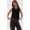 Tenly Rayon Rib Exposed Seam Tank Top, Black - Tank Tops - 2