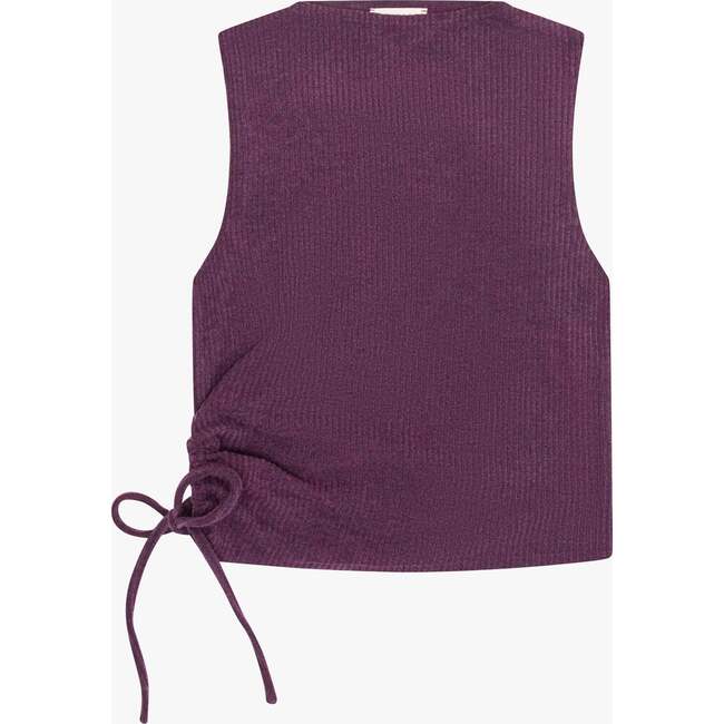Tenly Hacci Rib  Drawstring Muscle Tank, Purple