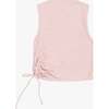 Tenly Hacci Rib  Drawstring Muscle Tank, Pink - Tank Tops - 1 - thumbnail