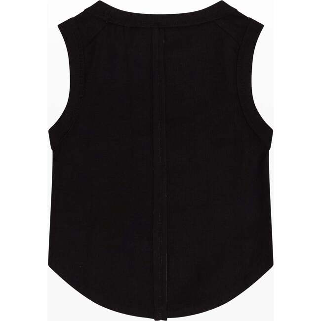 Tenly Rayon Rib Exposed Seam Tank Top, Black - Tank Tops - 3