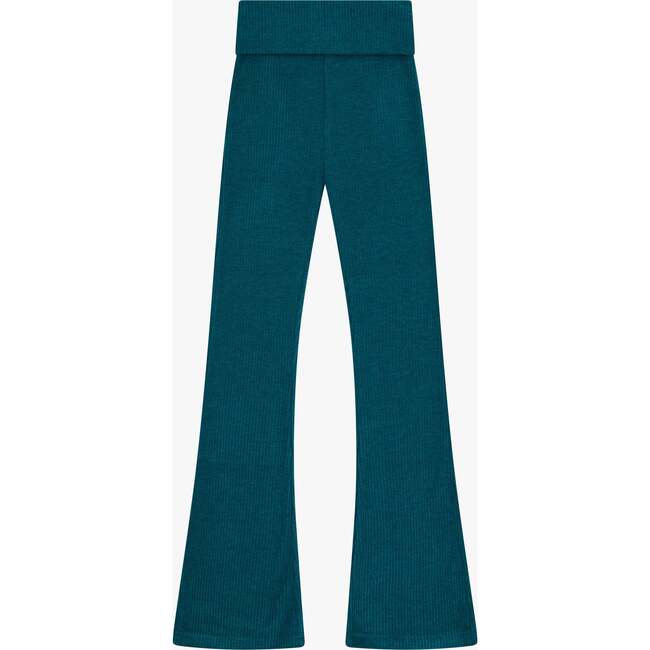 Tenly Hacci Rib Waisted Flared Pants, Blue