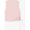 Tenly Hacci Rib  Drawstring Muscle Tank, Pink - Tank Tops - 2