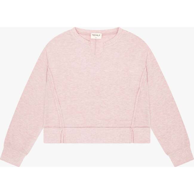 Tenly Hacci Jersey Cropped Split Neck Tunic, Pink