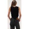 Tenly Rayon Rib Exposed Seam Tank Top, Black - Tank Tops - 4
