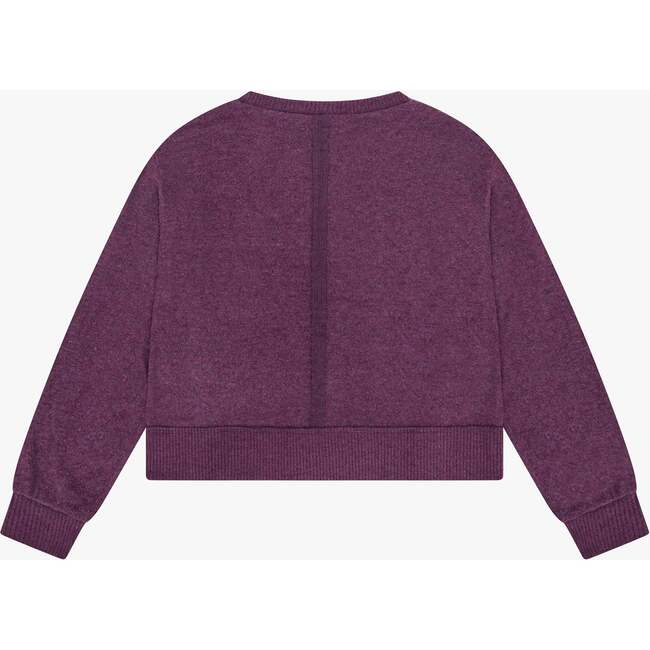 Tenly Hacci Jersey Cropped Split Neck Tunic, Purple