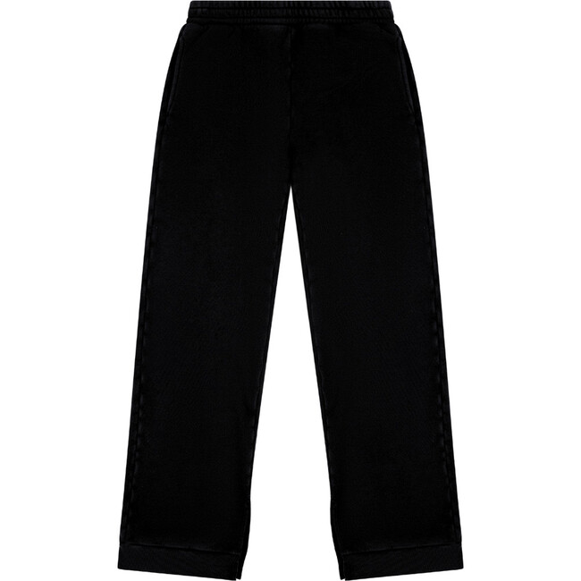 Tenly Cotton Fleece Split Hem Pocket Pant, Black