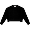 Tenly Cotton Fleece Reverse Insert Sweater, Black - Sweatshirts - 1 - thumbnail