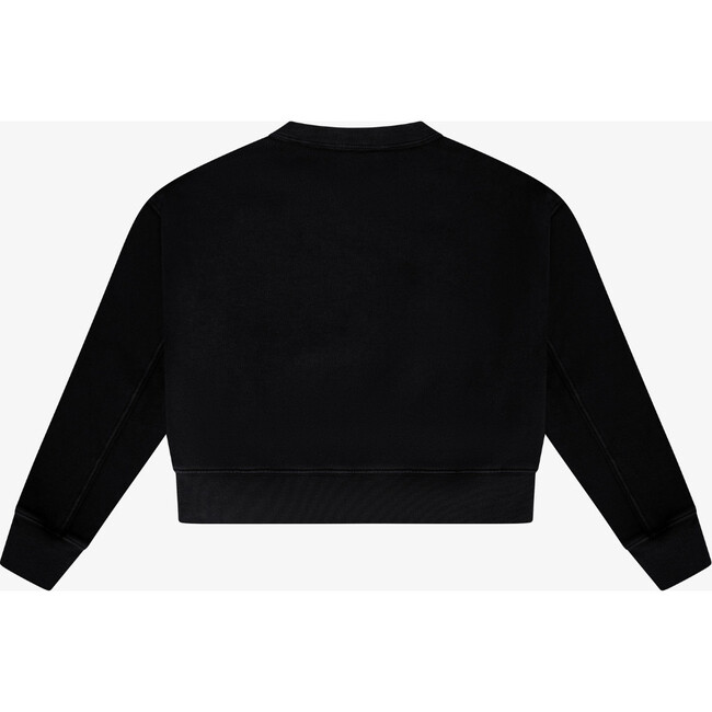 Tenly Cotton Fleece Reverse Insert Sweater, Black