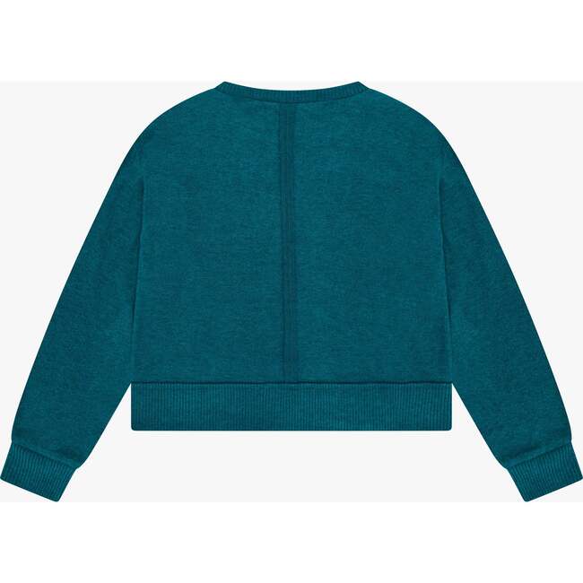 Tenly Hacci Jersey Cropped Split Neck Tunic, Blue