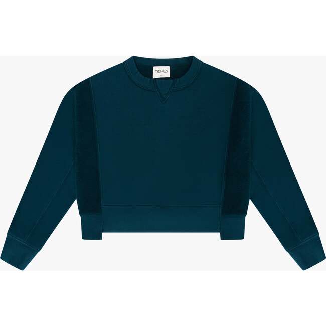 Tenly Cotton Fleece Reverse Insert Sweater, Blue
