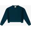 Tenly Cotton Fleece Reverse Insert Sweater, Blue - Sweatshirts - 1 - thumbnail