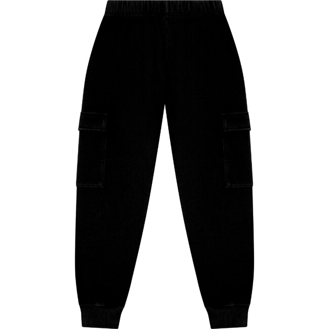 Tenly Cotton Fleece Cargo Jogger Pant, Black