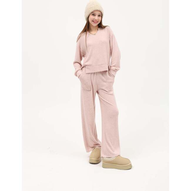Tenly Hacci Jersey Wide Leg Pocket Pants, Pink