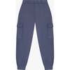 Tenly Cotton Fleece Cargo Jogger Pant, Blue - Sweatpants - 1 - thumbnail
