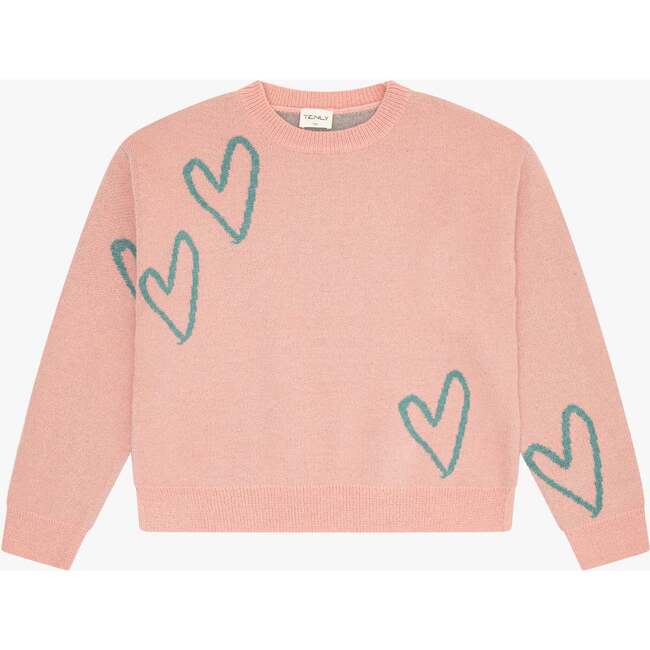 Tenly Boxy Hearts Sweater, Pink