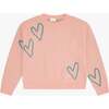 Tenly Boxy Hearts Sweater, Pink - Sweaters - 1 - thumbnail