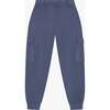Tenly Cotton Fleece Cargo Jogger Pant, Blue - Sweatpants - 2