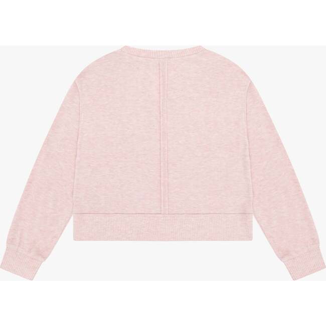 Tenly Hacci Jersey Cropped Split Neck Tunic, Pink - Sweatshirts - 3