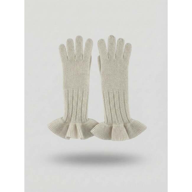 The Ruffle Cashmere Gloves, Cream