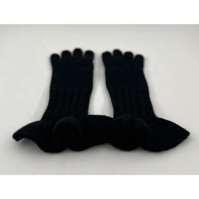 The Ruffle Cashmere Gloves, Black